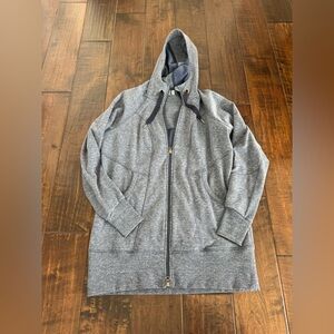 ATHLETA Women’s Size XL Navy Knit Fleece Sweater Full Zipper Hoodie Long Jacket